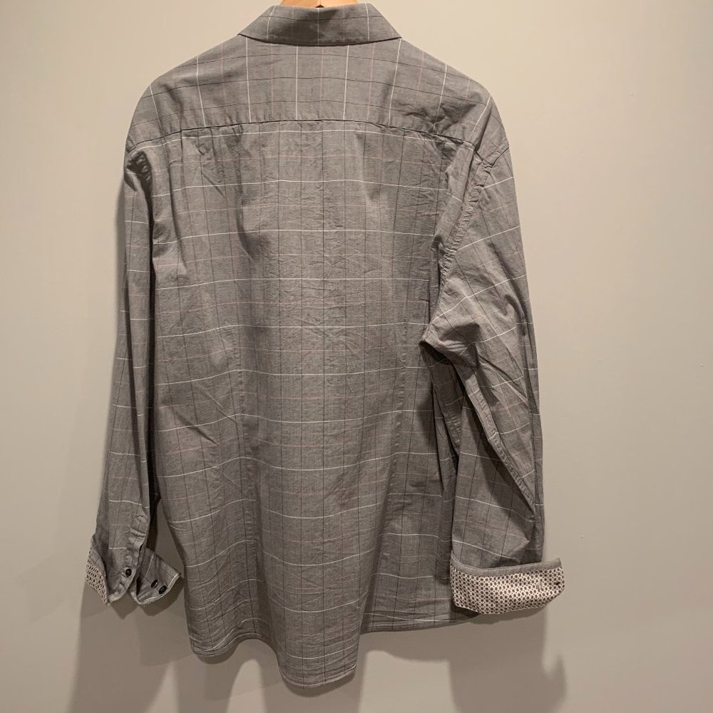 Mens XXL Gray Long Sleeve Patterned Button Down Shirt from By Definition - Picture 2 of 6